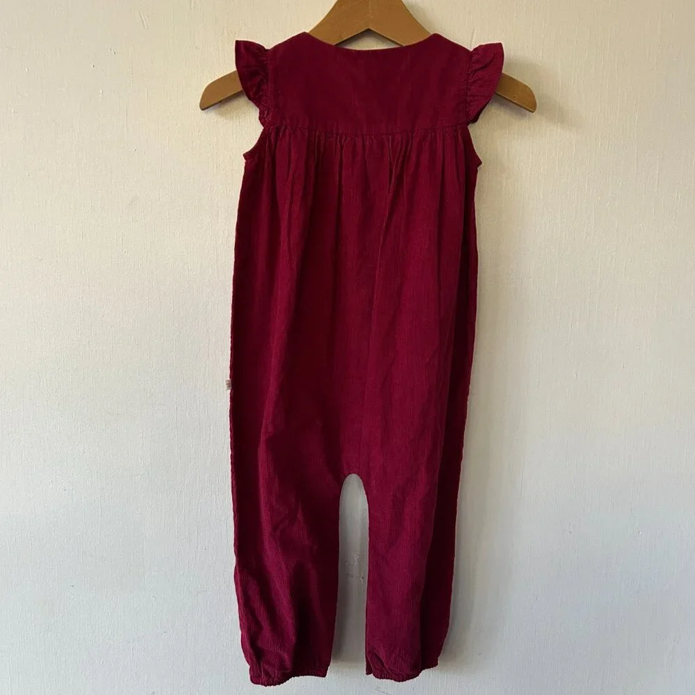 Baby Gap Corduroy Romper One Piece Baby Toddler 18-24 Months Maroon NWT Buttons